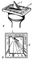 Клепсидра (водяний годинник): а - зовнішній вигляд;  б - розріз;  1 - трубка подачі води з стороннього джерела;  2 - фігура, з очей якої вода крапля за краплею рівномірно поступає по трубці 3 в резервуар 4;  5 - пробка з укріпленою на ній фігурою 6, яка б показала паличкою час на циліндричному циферблаті 7;  8 - трубка сифона, по якій в кінці доби вода витікає з наповненого резервуара 4, повертаючи циліндр 7 довкола вертикальної осі на 1/365 частину окружності