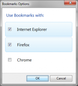 Натискаємо кнопку Options для Bookmarks